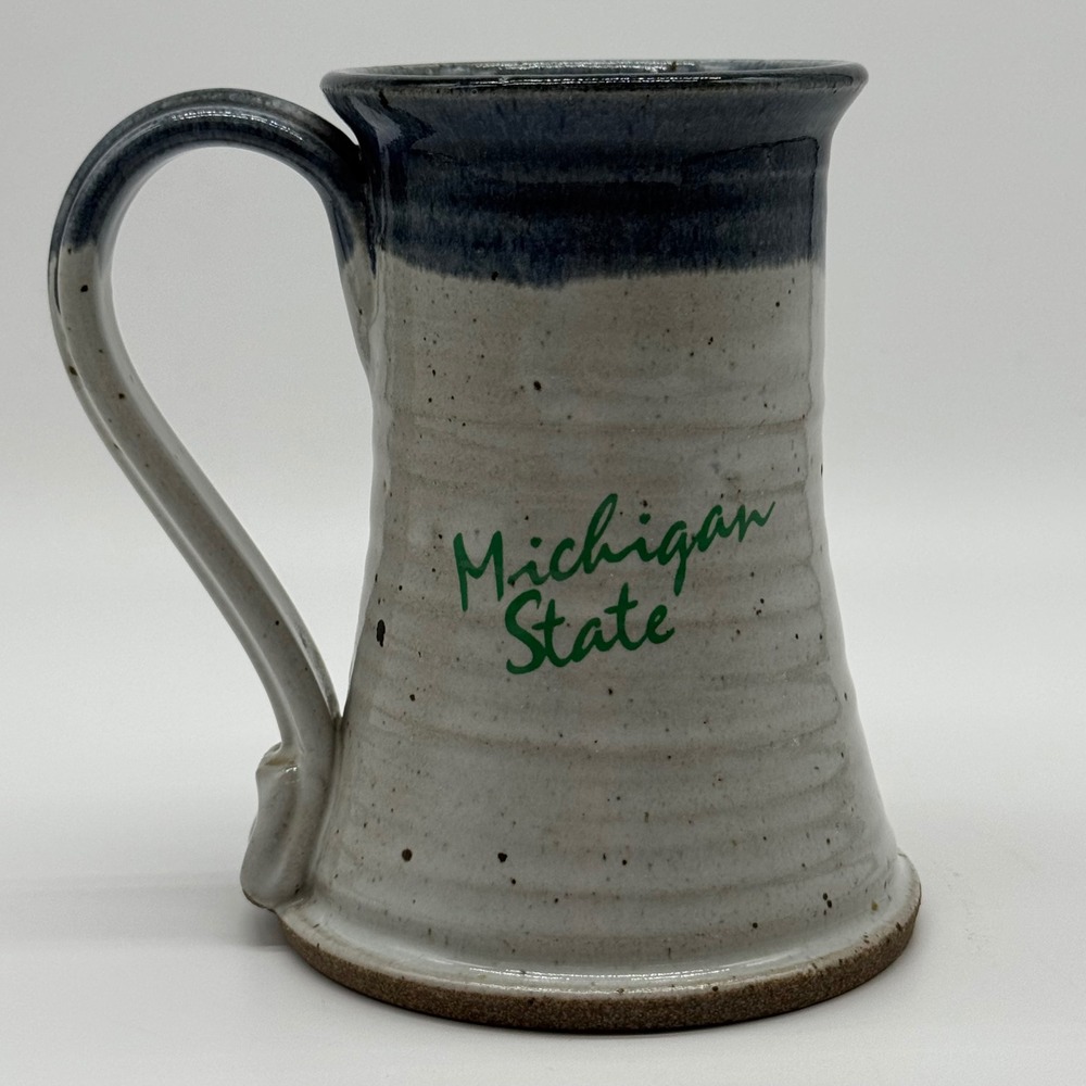 Vintage Michigan State Spartans Pottery Mug Stoneware Hand Thrown Stein 6"